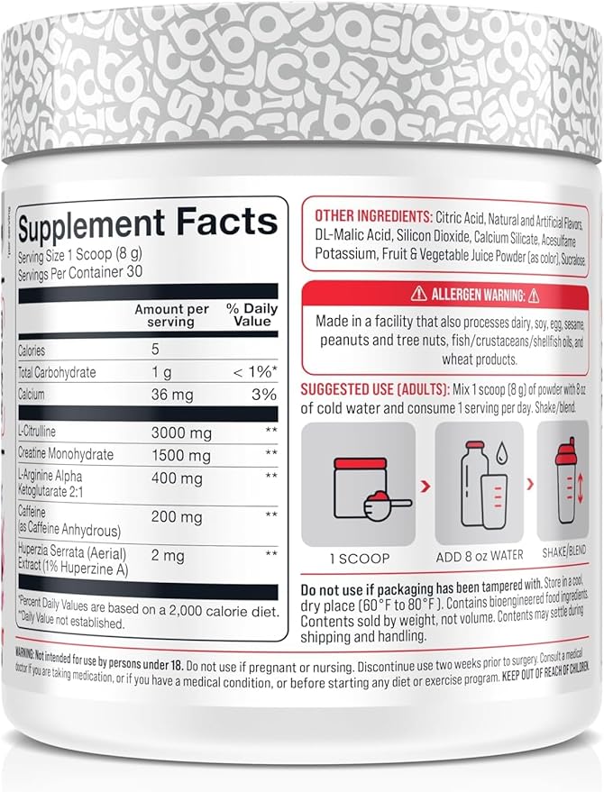 Pre-Workout with 200mg Caffeine and 3000mg Citrulline for Energy, Focus, and Strength Support, No Beta-Alanine Tingles, Vegan, Gluten-Free, Sugar-Free (30 Servings, Miami Vice)