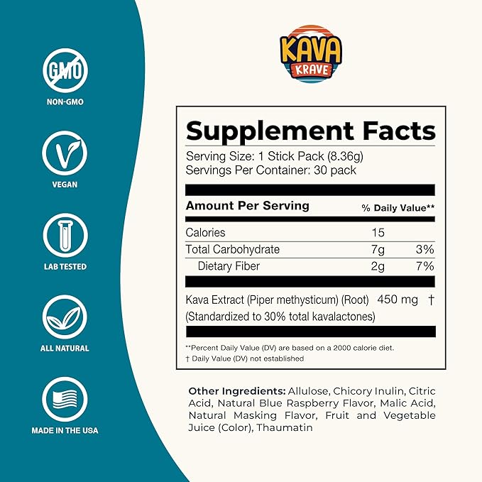 Citrus Berry Kava Drink Mix – 30 Pack for Natural Energy, Mood Support, Stress Relief & Nootropic Focus