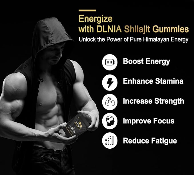 Shilajit Gummies with Ashwagandha, Turmeric - Organic, Zero Sugar & Vegan-Friendly Himalayan Shilajit for Men & Women - Energy, Calm, Cortisol, Sleep, Immune Support & Overall Health