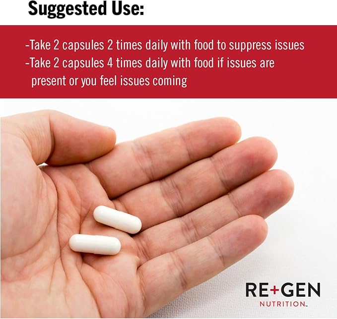 Re+Gen Nutrition Immune Support Supplement for Adults, Natural Capsules with Zinc, Vitamin C, L lysine Amino Acid & Oregano Oil for Strong Immunity Health in Men & Women, 120 Capsules