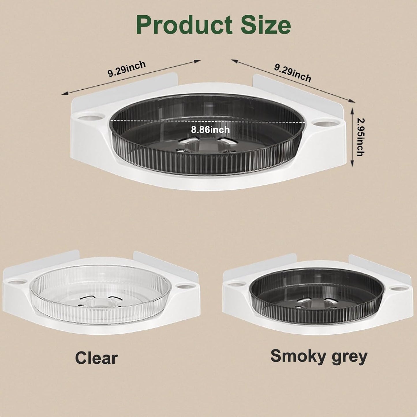 360 Rotating Makeup Organizer Spinning Bathroom Organizer 1 Pack Corner Storage Organizer with Hooks for Perfume Lotion Skincare Organizer Countertop Kitchen Storage(Clear)