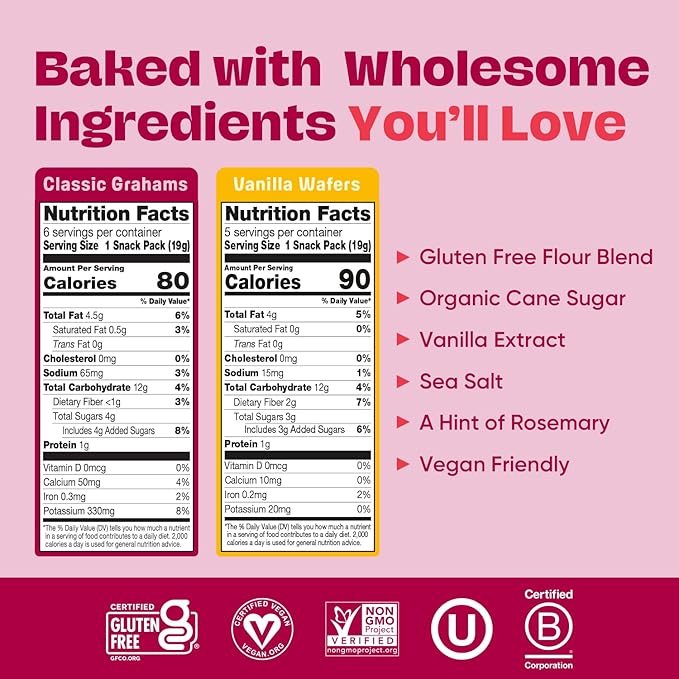 Partake Gluten Free Mini Classic Graham Crackers & Vanilla Wafer Cookies Variety Pack - Vegan - Free From the Top 9 Allergens Including Dairy, Wheat, Soy, Eggs, & Peanuts - Non GMO - Safe School & Office Snack (21 Packs, 0.67 oz)