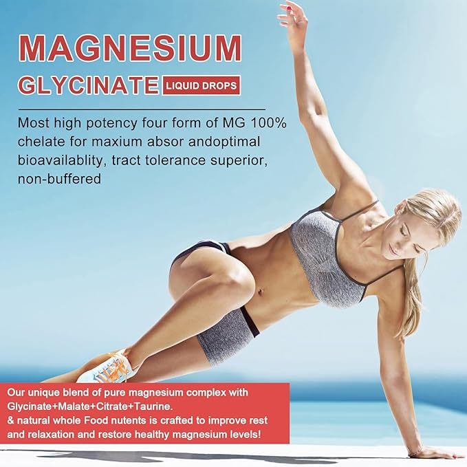 Magnesium Glycinate Liquid Drop - Triple Absorption Supplement to Support Nerves, Sleep, Calm, Heart, Muscles * -Sugar-Free with Potassium, L-Theanine, Sea Moss, Vitamin B,C,D3, K2-2Pack