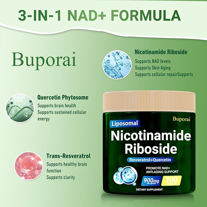 Nicotinamide Riboside 900mg with Resveratrol & Quercetin, NMN Supplement Alternative for Anti-Aging, Energy-100 Capsules