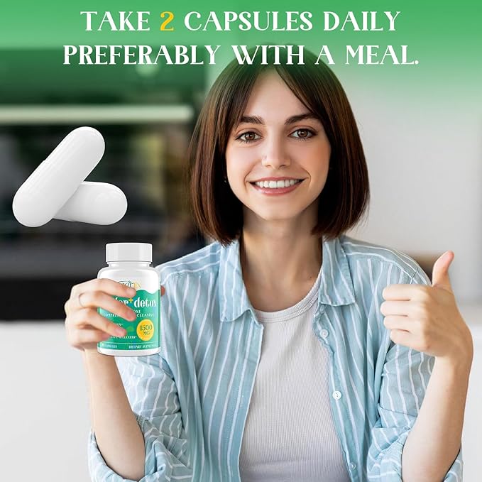 15-in-1 Detox Binder, Activated Charcoal, Zeolite & Bentonite Clay, Chlorella, 1500 MG Detox Supplement Maximum Absorbent, Liver Gut Digestive Detox Cleanse, 90 Vegan Capsules