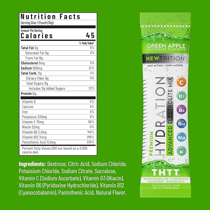 Hydration Powder, Electrolyte Powder Packets, Naturally Flavored Hydrating Packets for Water, Fast Acting Hydrate Electrolytes with Vitamins C & D