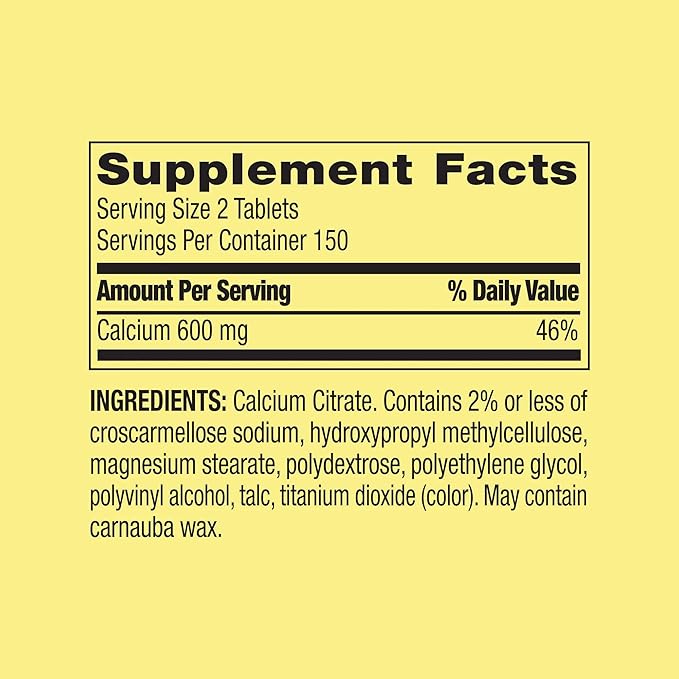 Spring Valley - Calcium Citrate, Bone Health Supplement, 600mg, 300 Count, (1) + ViT4 Pill Box.
