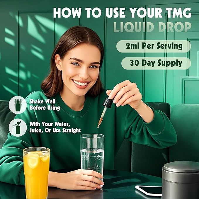TMG Supplements 1000MG Liquid - 16-in-1 Trimethylglycine for Liver, Energy & Methylation Support - w/Ginkgo Biloba & Vitamins - Vegan High Absorption - Strawberry Flavor 1 Fl.Oz (2 Pack)