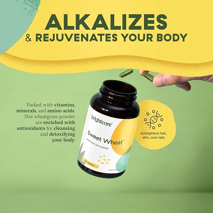 Nutrition Sweet Wheat, Ready-to-Drink Athletic Greens, Super Greens with Digestive Enzymes for Digestive Health and Immune Boost, 180 Wheatgrass Juice Powder Capsules