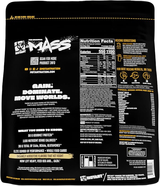 Mutant Mass | Weight Mass Gainer Protein Powder - high Calorie Protein Powder for Mass gain - Cookies and Cream - 5 Pound