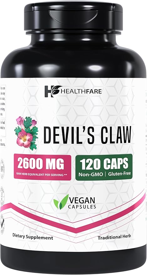 Devil's Claw Herbal Supplement, Extract 2600mg | 120 Veg Capsules | Support Low Back Discomfort | Max Potency Formula | Non-GMO | Gluten-Free