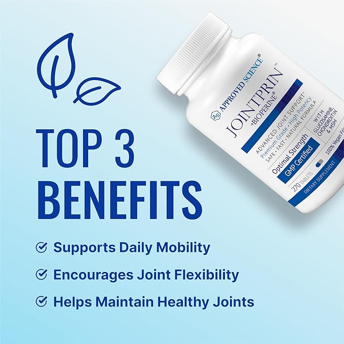 Approved Science Jointprin - Joint Support Supplement - Glucosamine, MSM, Chondroitin, Turmeric, Boswellia, BioPerine - 3 Month Supply