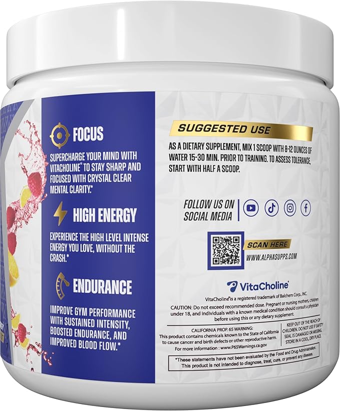 Pre, Pre-Workout Powder for Men & Women, Back to Basics Preworkout Formula for Fitness & Gym Training Athletes - Boost Energy, Focus & Performance (30 Servings, Raspberry Lemonade)