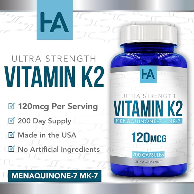 Vitamin K2 MK7 Supplement | High Absorption K2 Vitamin Supplement with Active MK7 Menaquinone Form for Joint Heart & Immune Support | Vegan Non-GMO Soy Free Made in cGMP Labs (200 Veggie Capsules)