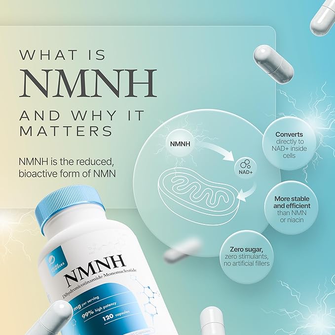 NMNH: Dihydronicotinamide Mononucleotide (120 Capsules) NAD+ Support NR NAD Supplement
