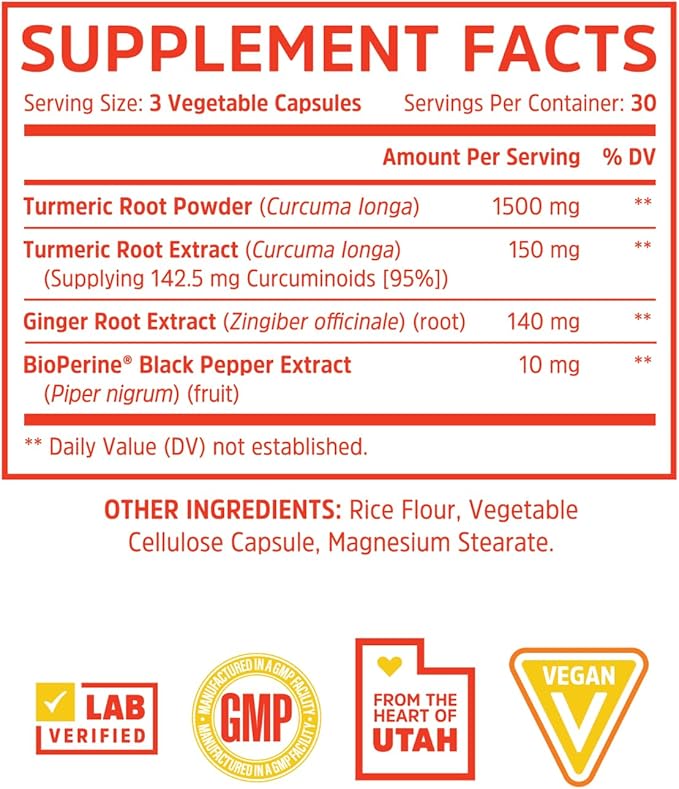 Zhou Turmeric Curcumin with Ginger - Turmeric and Ginger Supplement for Women and Men, Curcuminoids with Black Pepper Extract for Digestion and Digestive Health - 90 Veggie Capsules