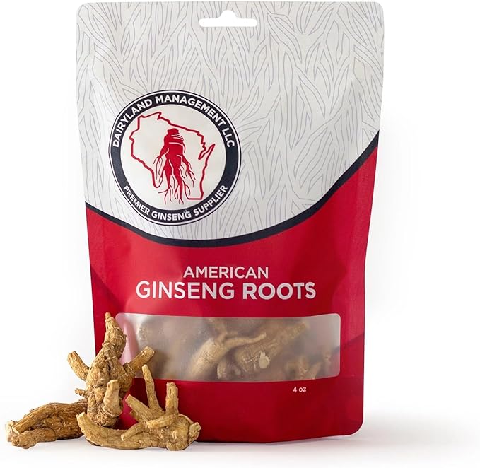 Dairyland American Ginseng Roots 西洋参 - 4 oz Pack of Wisconsin Ginseng Root - Authentic American Ginseng - Non-GMO, Gluten Free Whole Ginseng - Use This Herbal Supplement in Soup, Tea, Congee