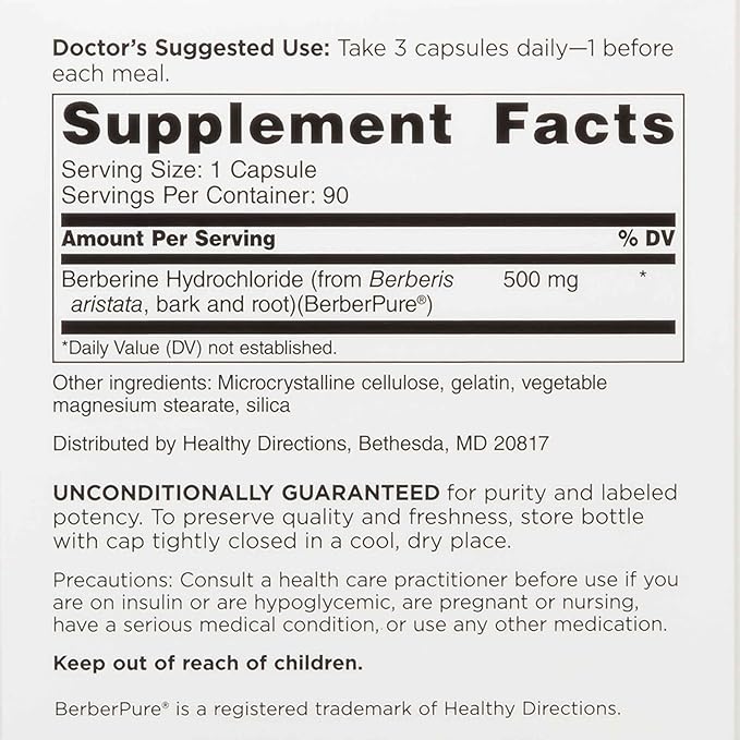 DOCTORS' PREFERRED Berberine Clinical Grade Supplement - Doctor Formulated | 1500 mg per Daily Serving | 90 Count