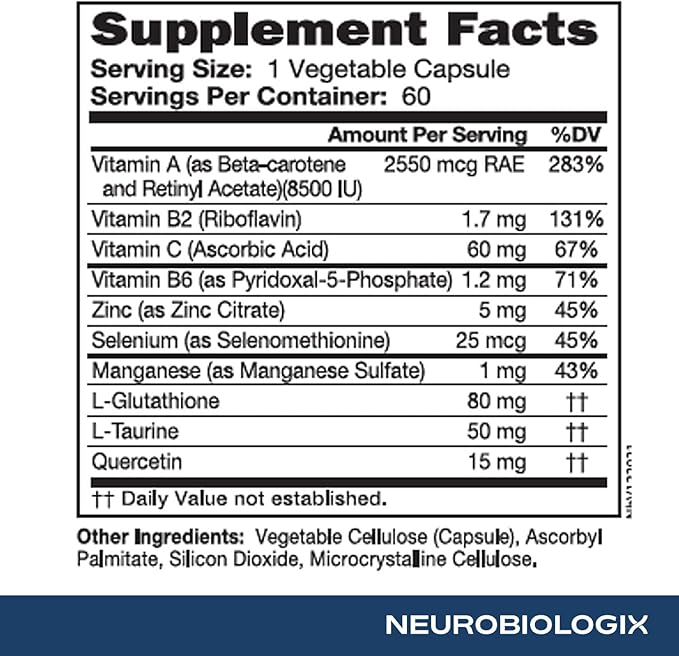 Glutathione Ultra Complex – Comprehensive Antioxidant Support for Detox & Immune System Function - Glutathione Supplement with L-glutathione, Quercetin, Zinc, Selenium & Vitamins A & C - 60 Capsules