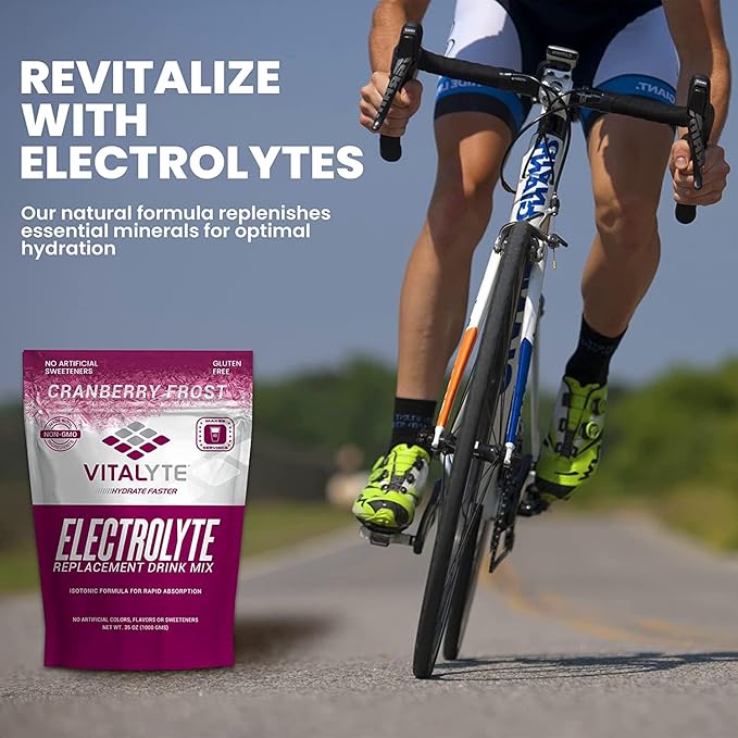 Vitalyte Electrolyte Powder Drink Mix, Isotonic Electrolyte Hydration Mix, Case Pack (6 Pack, Cranberry Frost)