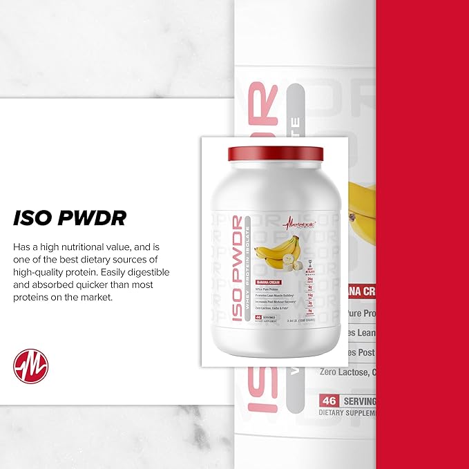 Metabolic Nutrition Whey Protein Isolate ISO PWDR Peanut Butter Cookie, 3.04lb, 23 Servings, 26g Protein, Fast Digesting, Zero Carbs, Delicious Flavor, Very Low Carbs & Fat, Zero Lactose