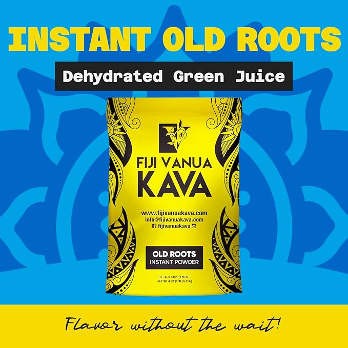 Fiji Vanua Kava Instant Old Roots Kava Powder, dehydrated green juice Kava Drink Powder, Easy to Prepare liquid-Soluble, Fijian Instant Noble, Herbal Supplement, 4 oz