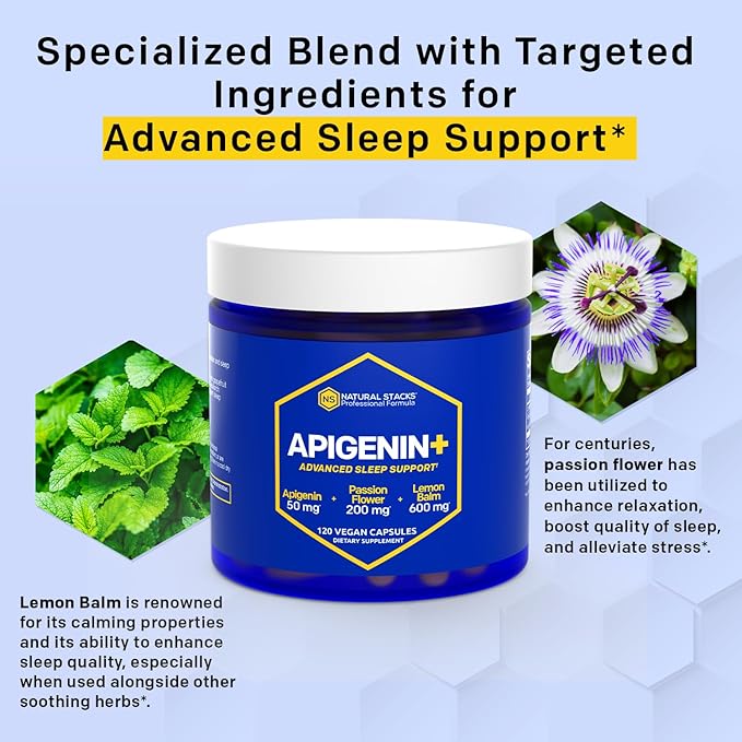 NATURAL STACKS Apigenin for Sleep + Magtech Magnesium Supplement Bundle - Supports Sleep & Brain Health* - 300 Total Capsules