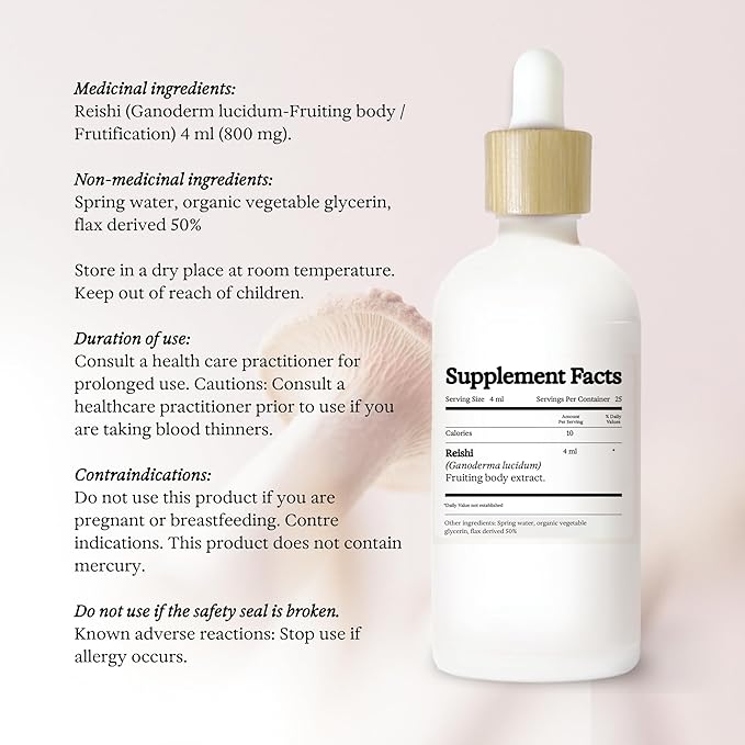 Reishi Mushroom Tincture - Alcohol Free - Dual Extract Mushroom Supplement - Immune Support, Mood, Sleep, Liquid Reishi Supplement, Vegan, Non GMO, 3.4 fl oz