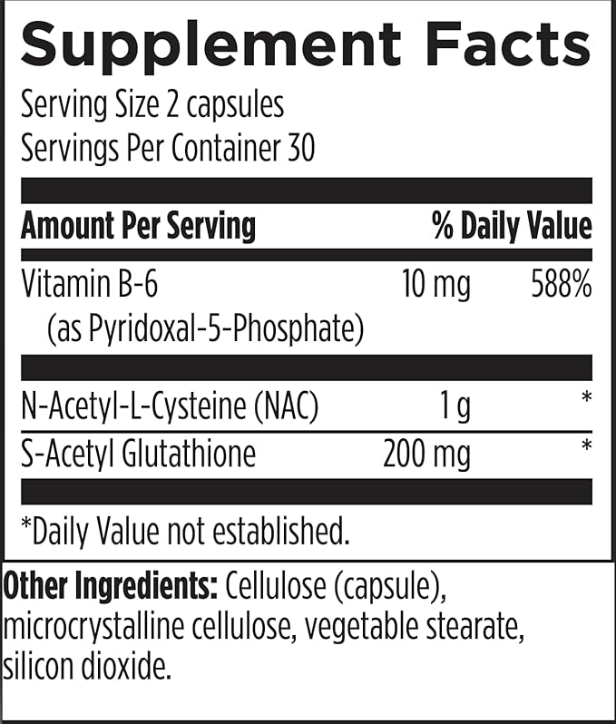 Designs for Health S-Acetyl Glutathione Synergy - 200mg S-A-GSH with NAC + Vitamin B6 - Non-GMO Antioxidant Supplement to Help Support Normal Detoxification (60 Capsules)