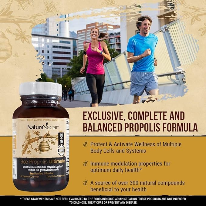 NaturaNectar Natural Bee Propolis Bundle - Green Bee Propolis and Bee Propolis Ultimate - for Immune Support, Memory and Focus - 60 Capsules per Bottle