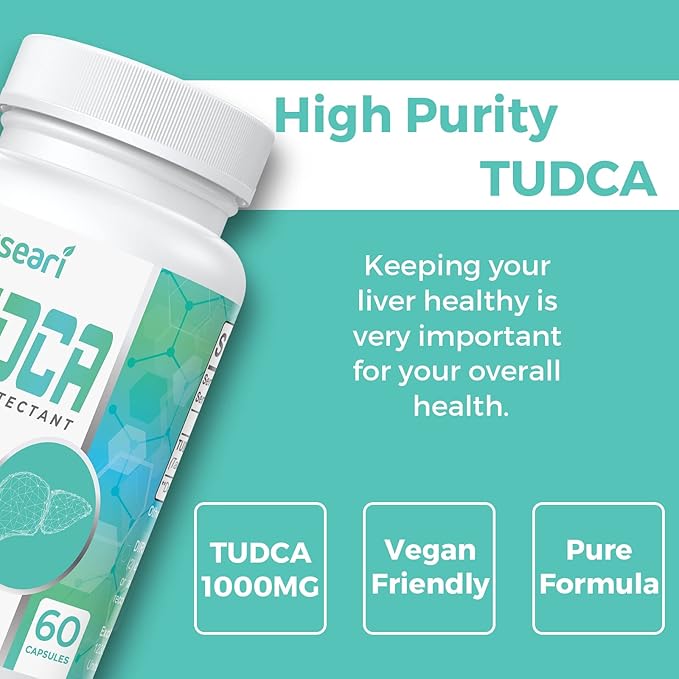 TUDCA Bile Salts Supplement 1000mg - 60 Veggie Capsules,Liver Support Supplement for Detox Cleanse,Gelatin Free