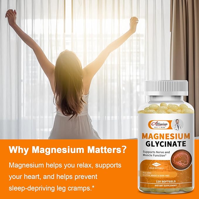 Magnesium Supplement Softgels, Easy Absorption Magnesium Glycinate 400mg with Vitamin B6,D3, High Bioavailability Magnesium for Sleep & Calm Support, Nervous, Muscle & Bone Health,180count