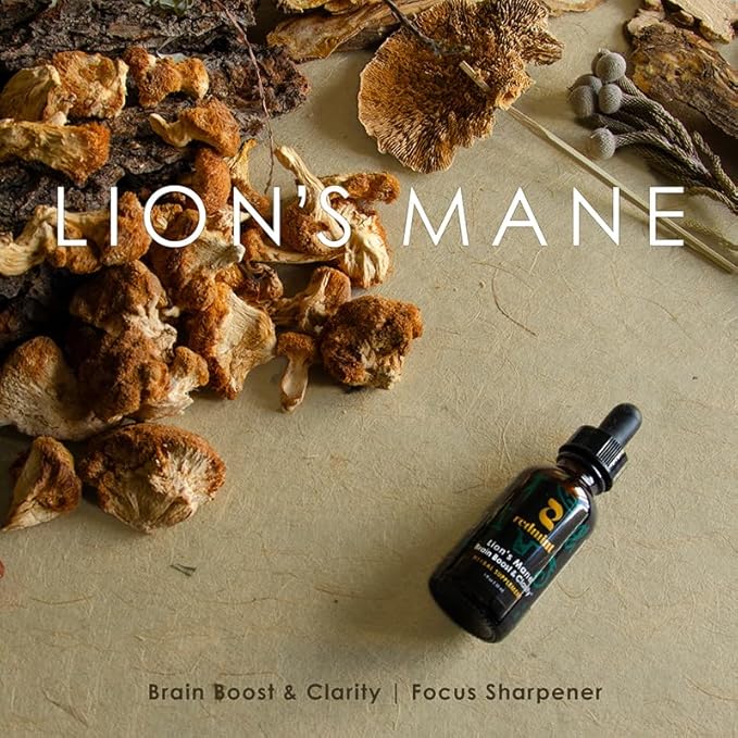 Redmint Lion's Mane Mushroom Extract with Ginkgo Leaf & Ginseng and More - Brain Boost & Clarity Herbal Tincture - Rooted in Ancient TCM Wisdom - Organic Immune Support Mushroom Supplement - 1 fl oz