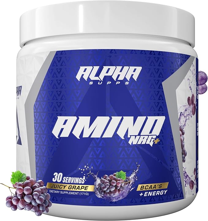 Amino NRG+ BCAA Amino Energy Recovery Powder - Hydration Blend with Electrolytes - Focus Blend for Optimal Performance Support in Men & Women (30 Servings, Juicy Grape)