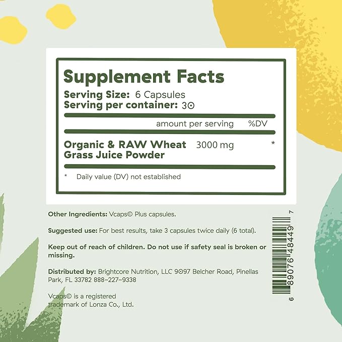 Nutrition Sweet Wheat, Ready-to-Drink Athletic Greens, Super Greens with Digestive Enzymes for Digestive Health and Immune Boost, 180 Wheatgrass Juice Powder Capsules
