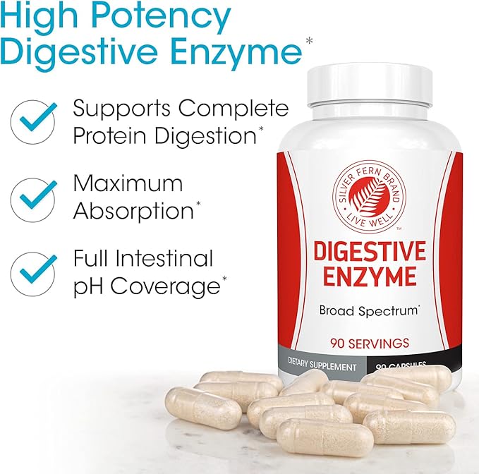 Silver Fern Brand Gut Health Tune Up Kit - Multi Function Ultimate Probiotic (1 Bottle - 60 Capsules) & Digestive Enzyme (1 Bottle = 90 Capsules) Helps Digestive Health, Mood, Reduce Cravings