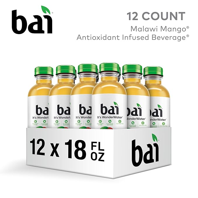 Bai Antioxidant Infused Water Beverage, Malawi Mango, with Vitamin C and No Artificial Sweeteners, 18 Fluid Ounce Bottle, 12 Pack
