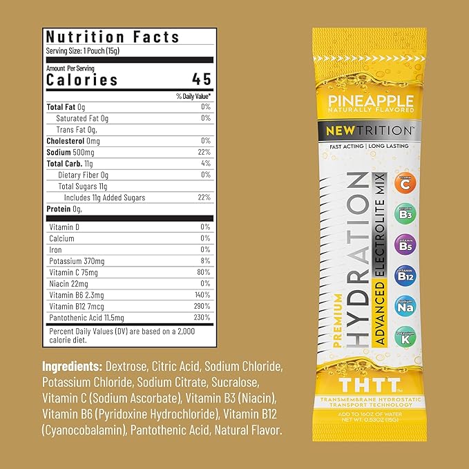 Hydration Powder, Electrolyte Powder Packets, Naturally Flavored Hydrating Packets for Water, Fast Acting Hydrate Electrolytes with Vitamins C & D