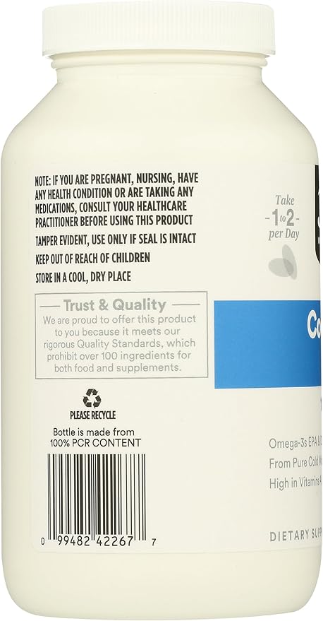 365 by Whole Foods Market, Cod Liver Oil Norwegian 1000Mg, 180 Softgels