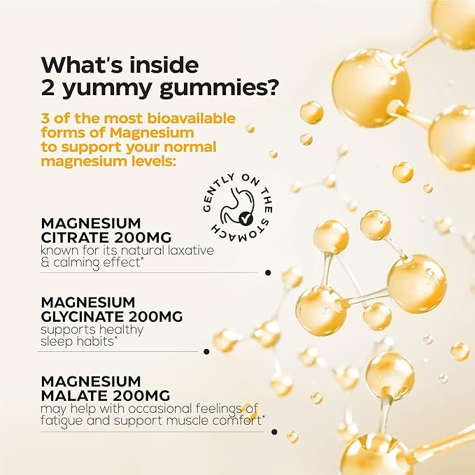 Magnesium Glycinate Gummies 600Mg 2 Pack - High Absorption, Triple Calm Magnesium Complex - Chews for Relaxation and Sleep - Gummy Supplement with Vitamin D - Vegan, Sugar Free, Gut Friendly