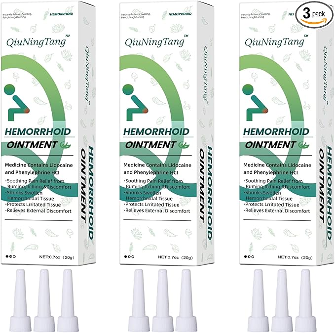 Hemorrhoid Ointment, 4% Lidocaine Cream, Hemorrhoid Ointment, Fast Relief from Painful Itching Hemorrhoids, Hemorrhoid Treatment (0.7oz*3 Boxes)