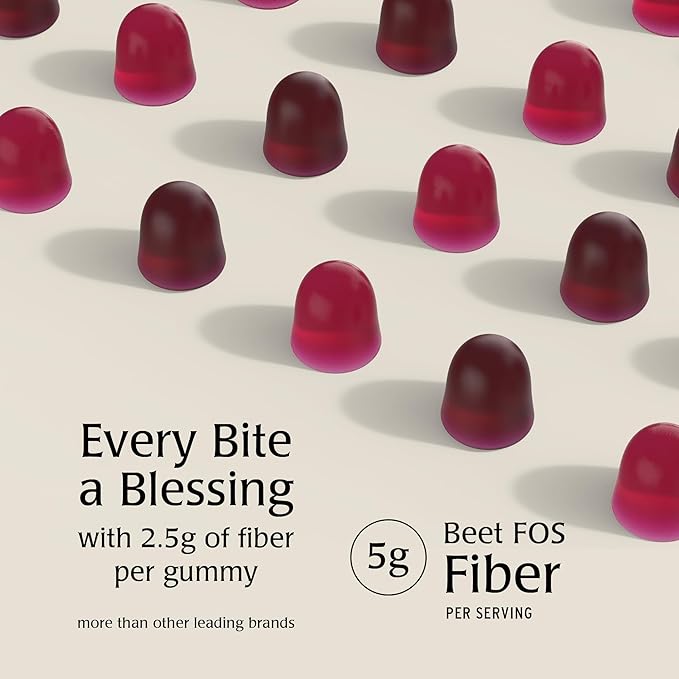 Prebiotic Fiber Gummies for Adults & Kids with No Added Sugar- 5g (60 Count) High Fiber Supplement Gummies - Vegan - Keto Friendly - Digestive Health Supplements