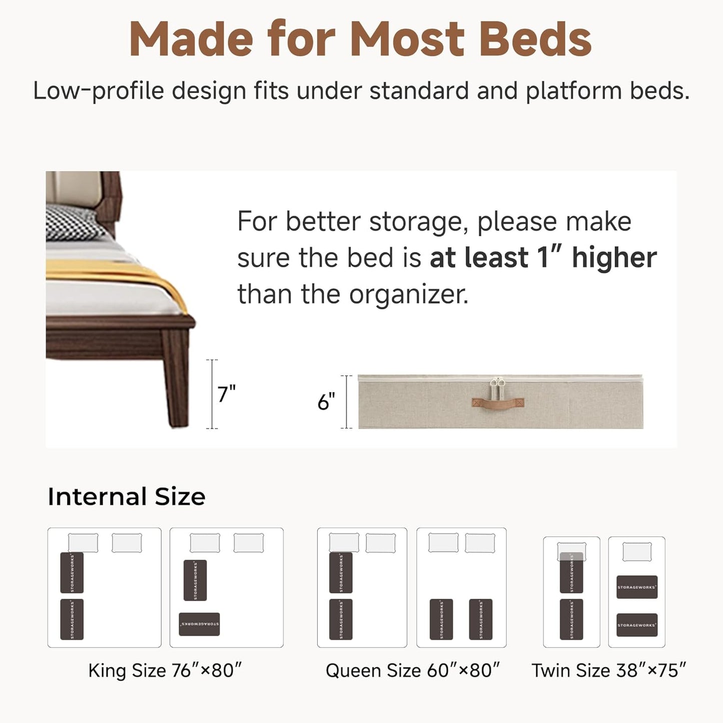 StorageWorks Underbed Storage with Lid, 2-Pack Under Bed Storage Containers for Clothes, Bedding, and Sweaters, Taupe