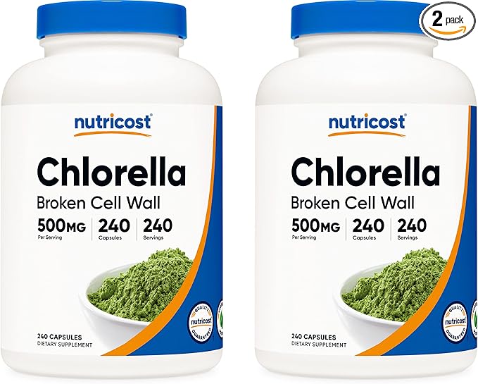 Nutricost Chlorella Capsules (2 Bottles) 500mg, 240 Capsules Per Bottle