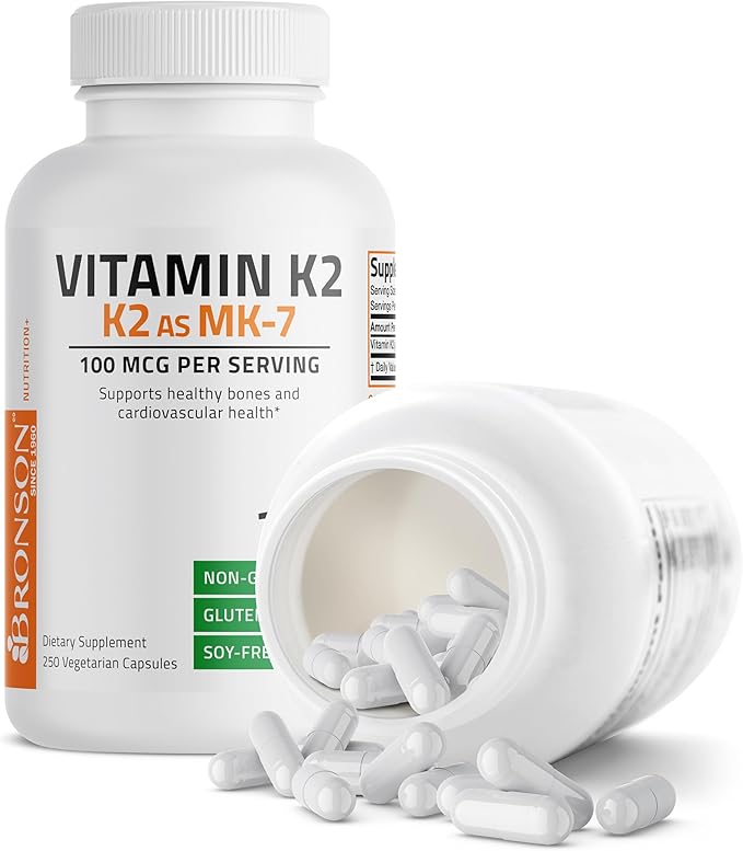 Bronson Vitamin K2 as MK-7 Menaquinone 100 mcg Non-GMO, 250 Capsules