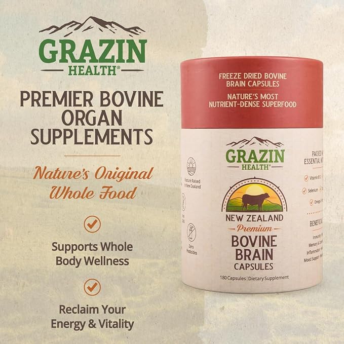 Beef Brain Capsules: 1500 Mg Brain/ 1500 Mg (30 Servings)