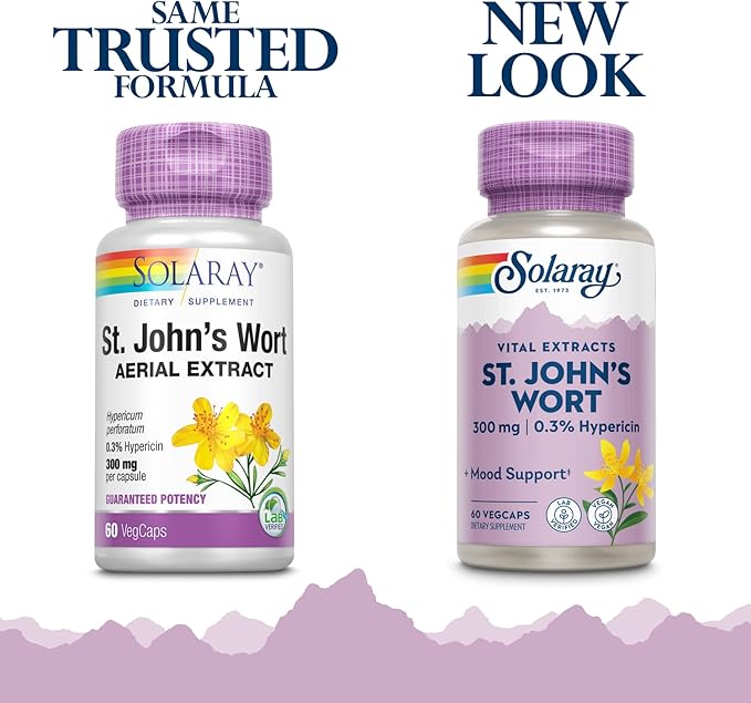 SOLARAY St Johns Wort Aerial Extract 300 mg, Once Daily | Mood & Brain Health Support | 0.3% Hypericin | 60ct
