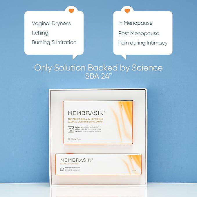 Membrasin Starter Pack: Vitality Pearls & Intimate Moisture Cream | 30-Day Supply | Estrogen-Free Menopause Support for Women | Natural Lubrication, Healthy pH, & Dryness, Itching, & Burning Relief
