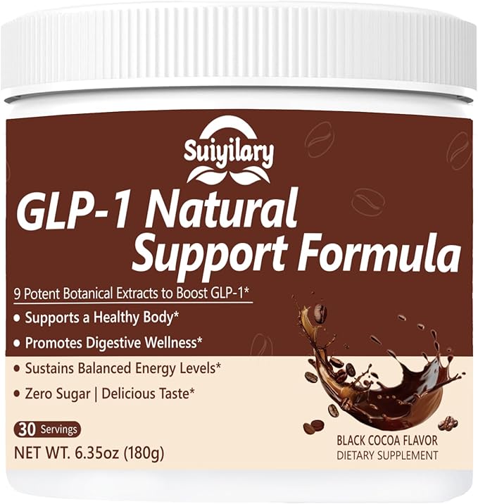 GLP-1 Booster Supplement Powder, Yerba Mate, Natural 9 Plant Extracts, Activate GLP-1 Production, Digestive Gut Healthy for Women Men, Sugar-Free (30 Servings, Chocolate)