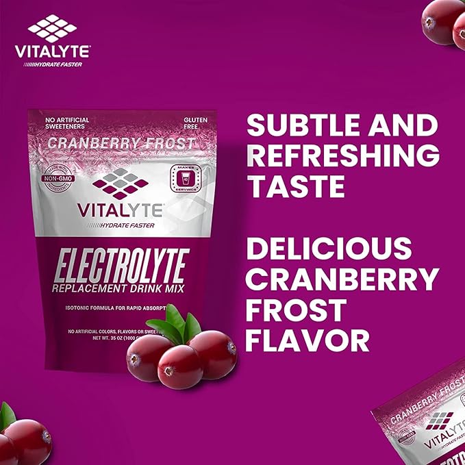 Vitalyte Electrolyte Powder Drink Mix, Isotonic Electrolyte Hydration Mix, Case Pack (6 Pack, Cranberry Frost)